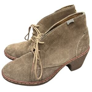 Camper Brown Suede Lace Up Heeled Oxford Ankle Boots W 7.5 Boho Witchy Mod Retro